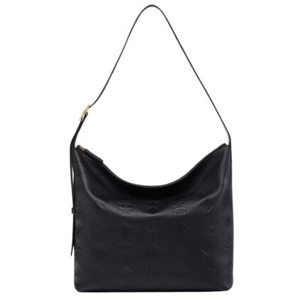 MCM LARGE AREN HOBO IN MAXI MONOGRAM LEATHER BLACK