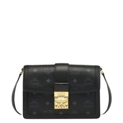 MCM SMALL TRACY SHOULDER BAG IN VISETOS BLACK