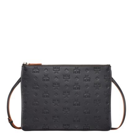 MCM MEDIUM AREN CROSSBODY POUCH IN MONOGRAM LEATHER BLACK