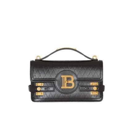 BALMAIN BUZZ SHOULDER 24 BAG IN GRID-EMBOSSED CALFSKIN
