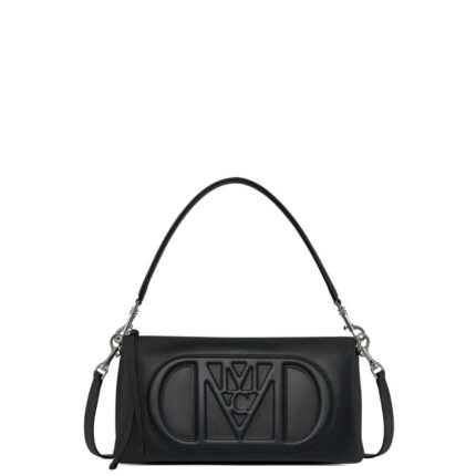 MCM SMALL MODE TRAVIA SHOULDER BAG IN SPANISH CALF LEATHER BLACK