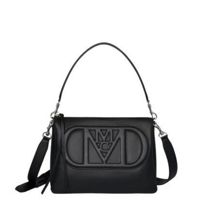 MCM MEDIUM MODE TRAVIA SHOULDER BAG IN SPANISH CALF LEATHER BLACK