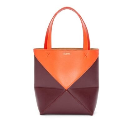 LOEWE PUZZLE FOLD TOTE MINI BAG IN SHINY CALFSKIN
