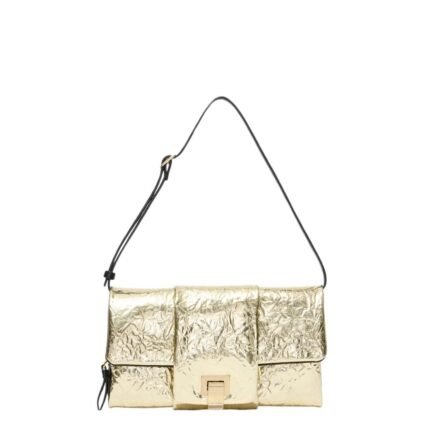 PROENZA FLIP SHOULDER BAG IN CRINKLED METALLIC GOLD