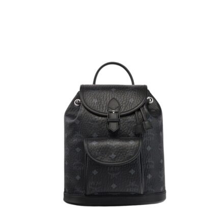 MCM MINI AREN DRAWSTRING BACKPACK IN VISETOS BLACK