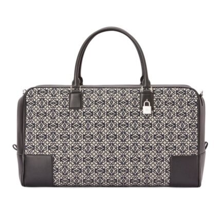 LOEWE AMAZONA 44 BAG IN JACQUARD WITH ANAGRAM MOTIF AND CALFSKIN