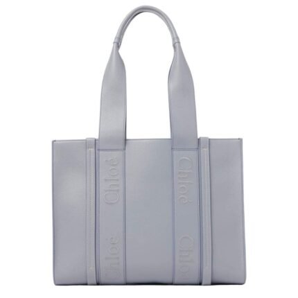 CHLOE MEDIUM WOODY TOTE BAG STORM BLUE