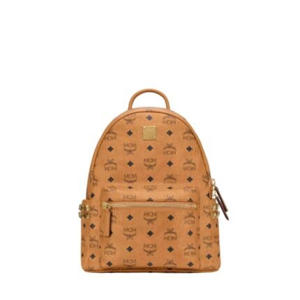 MCM SMALL STARK SIDE STUDS BACKPACK IN VISETOS COGNAC
