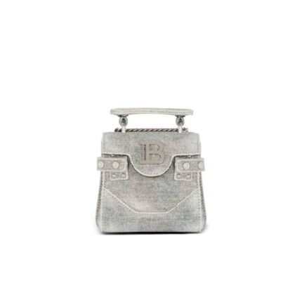 BALMAIN B-BUZZ FADED DENIM MINI BAG