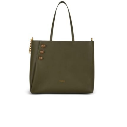 BALMAIN EMBLÈME LEATHER TOTE BAG