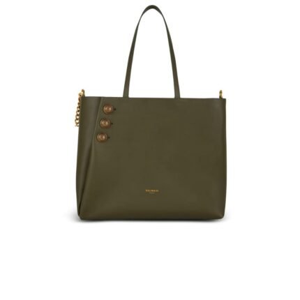 BALMAIN B-BUZZ 24 CANVAS AND LEATHER BAG