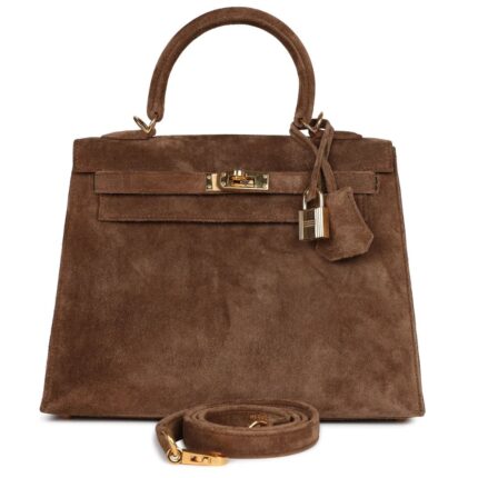 VINTAGE HERMÈS KELLY 25 BROWN DOBLIS GOLD HARDWARE