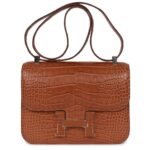 HERMÈS CONSTANCE 1-24 GOLD MATTE ALLIGATOR MARQUETTE PALLADIUM HARDWARE