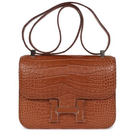 HERMÈS CONSTANCE 1-24 GOLD MATTE ALLIGATOR MARQUETTE PALLADIUM HARDWARE