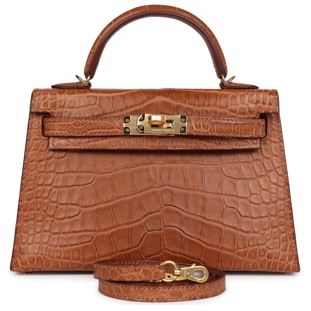 1 HERMÈS KELLY SELLIER 20 GOLD MATTE ALLIGATOR GOLD HARDWARE