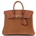 HERMÈS BIRKIN 25 CHAMOIS GRIZZLY AND GOLD SWIFT GOLD HARDWARE