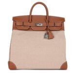 HERMÈS BIRKIN HAC 40 GOLD EVERCOLOR AND ECRU TOILE PALLADIUM HARDWARE