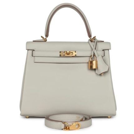 HERMÈS KELLY RETOURNE 25 GRIS PERLE SWIFT GOLD HARDWARE
