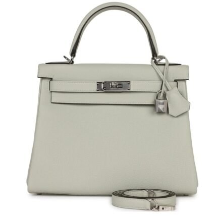 HERMÈS KELLY RETOURNE 28 GRIS NEVE TOGO PALLADIUM HARDWARE