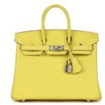 HERMÈS BIRKIN 25 LIME SWIFT PALLADIUM HARDWARE