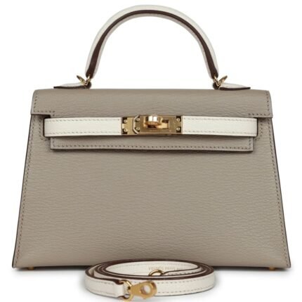 HERMÈS SPECIAL ORDER HSS KELLY 20 GRIS TOURTERELLE AND NATA CHEVRE GOLD HARDWARE