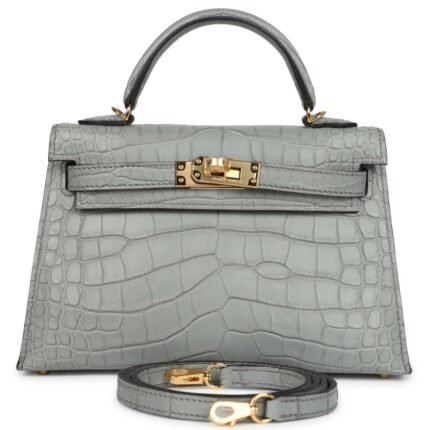 HERMÈS KELLY SELLIER 20 GRIS CIMENT MATTE ALLIGATOR GOLD HARDWARE