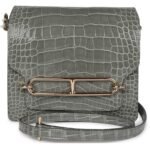 HERMÈS MINI ROULIS GRIS CIMENT SHINY ALLIGATOR PERMABRASS HARDWARE