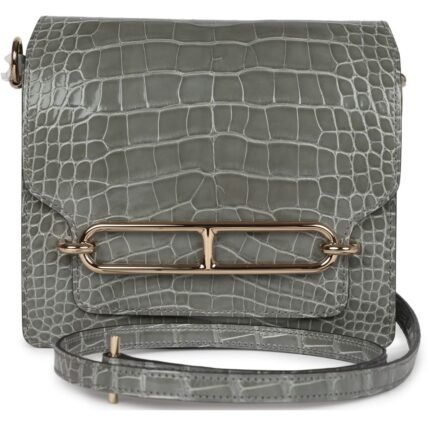HERMÈS MINI ROULIS GRIS CIMENT SHINY ALLIGATOR PERMABRASS HARDWARE