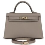 HERMÈS SPECIAL ORDER HSS KELLY SELLIER 20 GRIS ASPHALTE VERSO EPSOM PERMABRASS HARDWARE