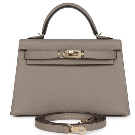 HERMÈS SPECIAL ORDER HSS KELLY SELLIER 20 GRIS ASPHALTE VERSO EPSOM PERMABRASS HARDWARE