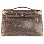 HERMÈS KELLY POCHETTE DESERT VARANUS SALVATOR LIZARD PALLADIUM HARDWARE