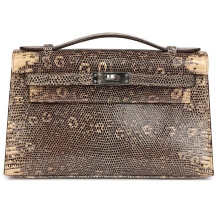 HERMÈS KELLY POCHETTE DESERT VARANUS SALVATOR LIZARD PALLADIUM HARDWARE