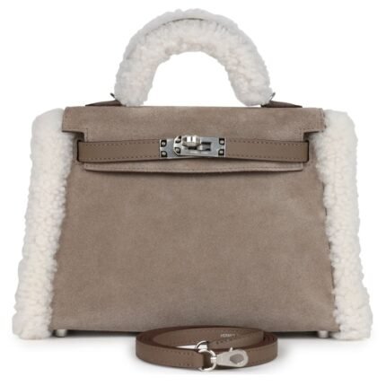 HERMÈS TEDDY KELLY 20 GRIS CAILLOU AND ETOUPE SWIFT PALLADIUM HARDWARE