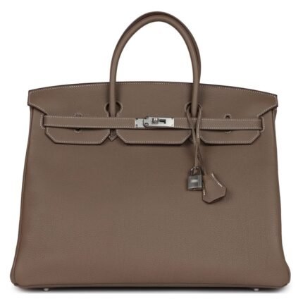 HERMÈS BIRKIN 40 ETOUPE TOGO PALLADIUM HARDWARE