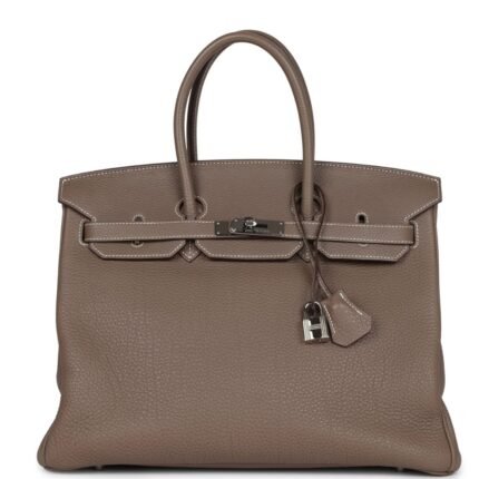 PRE-OWNED HERMÈS BIRKIN 35 ETOUPE TOGO PALLADIUM HARDWARE