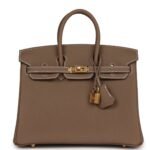 HERMÈS BIRKIN 25 ETOUPE TOGO GOLD HARDWARE