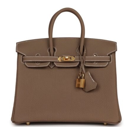 HERMÈS BIRKIN 25 ETOUPE TOGO GOLD HARDWARE