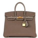 HERMÈS SPECIAL ORDER HSS BIRKIN 25 ETOUPE AND ETAIN TOGO BRUSHED GOLD HARDWARE