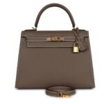 HERMÈS KELLY SELLIER 28 ETOUPE EPSOM GOLD HARDWARE