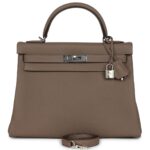 HERMÈS SPECIAL ORDER HSS KELLY RETOURNE 32 ETOUPE VERSO TOGO PALLADIUM HARDWARE