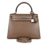 HERMÈS KELLY SELLIER 25 ETOUPE TADELAKT PALLADIUM HARDWARE
