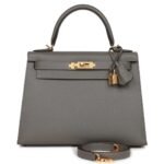 HERMÈS KELLY SELLIER 28 GRIS MEYER EPSOM GOLD HARDWARE