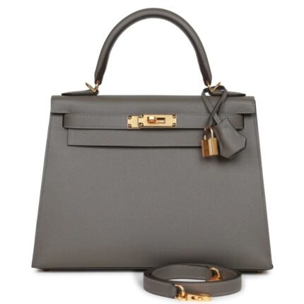 HERMÈS KELLY SELLIER 28 GRIS MEYER EPSOM GOLD HARDWARE