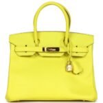 PRE-OWNED HERMÈS BIRKIN 30 LIME EPSOM GOLD HARDWARE