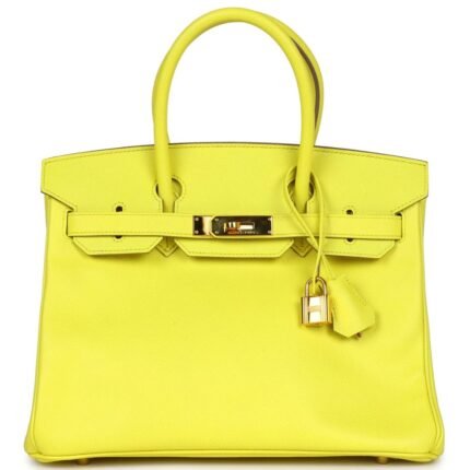 PRE-OWNED HERMÈS BIRKIN 30 LIME EPSOM GOLD HARDWARE