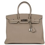 PRE-OWNED HERMÈS BIRKIN 35 GRIS TOURTERELLE TOGO PALLADIUM HARDWARE
