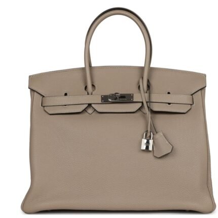 PRE-OWNED HERMÈS BIRKIN 35 GRIS TOURTERELLE TOGO PALLADIUM HARDWARE