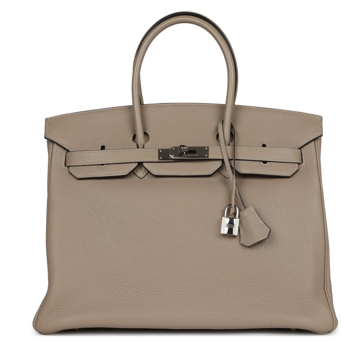 1 PRE-OWNED HERMÈS BIRKIN 35 GRIS TOURTERELLE TOGO PALLADIUM HARDWARE