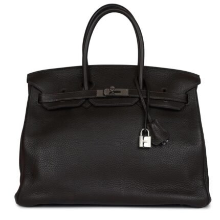 PRE-OWNED HERMÈS BIRKIN 35 CAFE CLEMENCE PALLADIUM HARDWARE