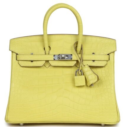 HERMÈS BIRKIN 25 LIME MATTE ALLIGATOR PALLADIUM HARDWARE